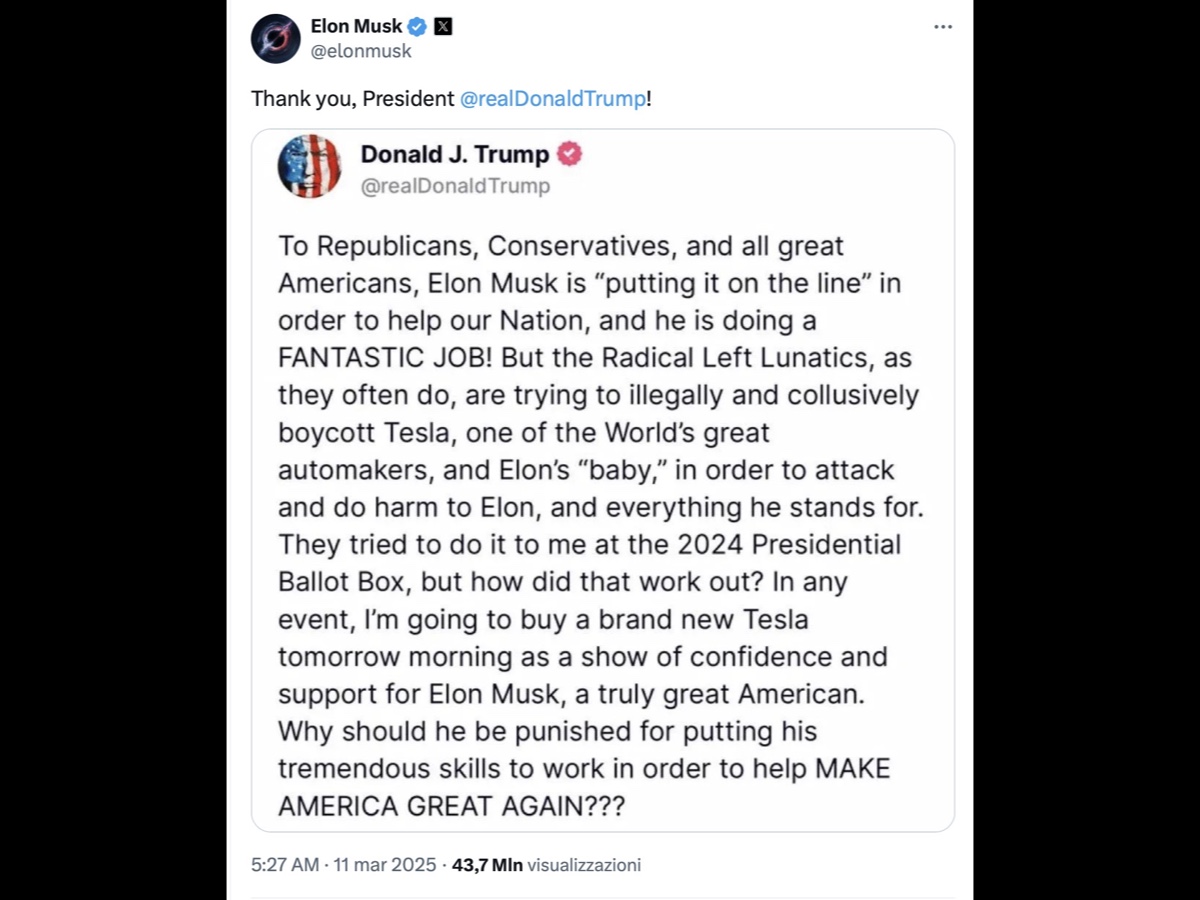 Trump post X Tesla