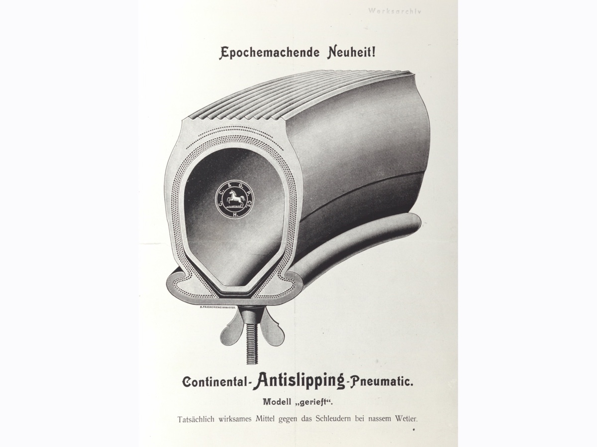 Continental primo pneumatico con disegno del battistrada (1904)