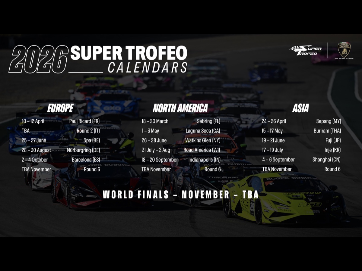 Lamborghini Super Trofeo calendari 2026